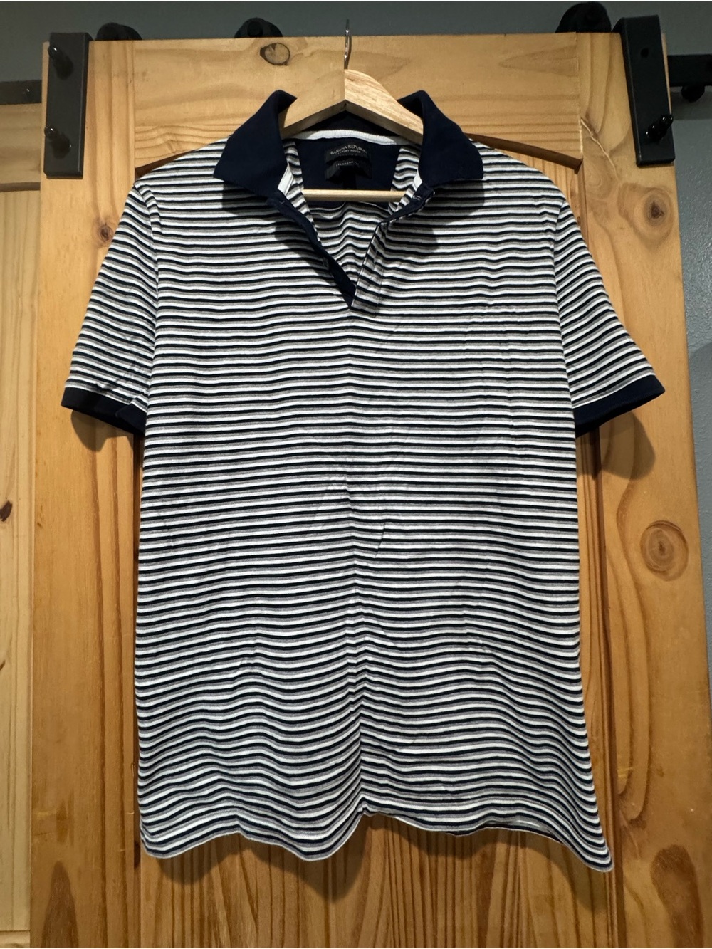 Banana Republic Navy and White Striped Polo